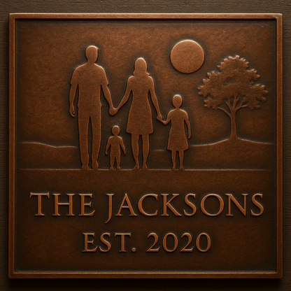 Personalized Family Silhouette Name Sign Metal Wall Art Panel