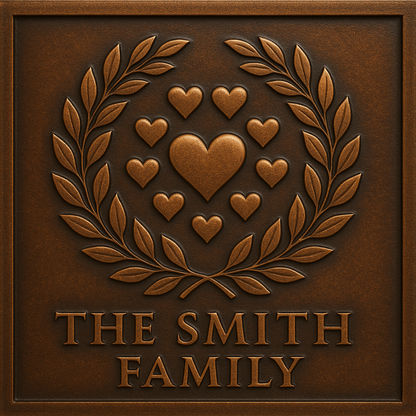 Personalized Laurel Heart Family Name Sign Metal Wall Art Panel