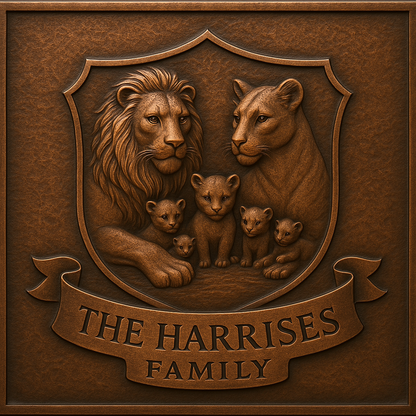 Personalized Lion Family Crest Metal Wall Art Panel