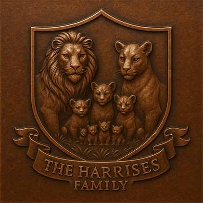 Personalized Lion Family Crest Metal Wall Art Panel