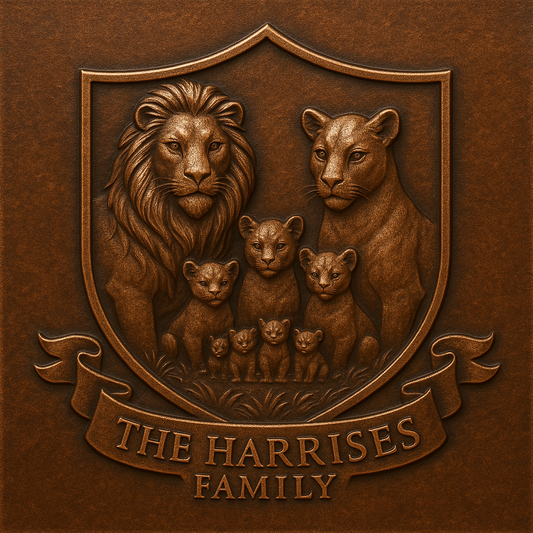 Personalized Lion Family Crest Metal Wall Art Panel
