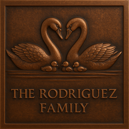 Personalized Swan Family Name Sign Metal Wall Art Panel