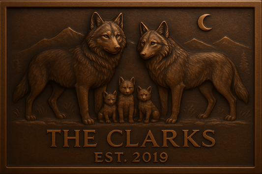 Personalized Wolf Family Name Sign Metal Wall Art Panel