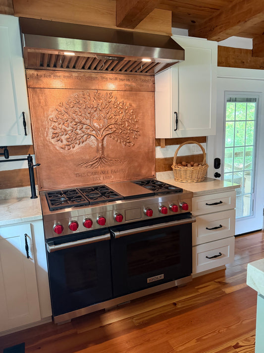Personalized Family Tree Copper Stove Backsplash