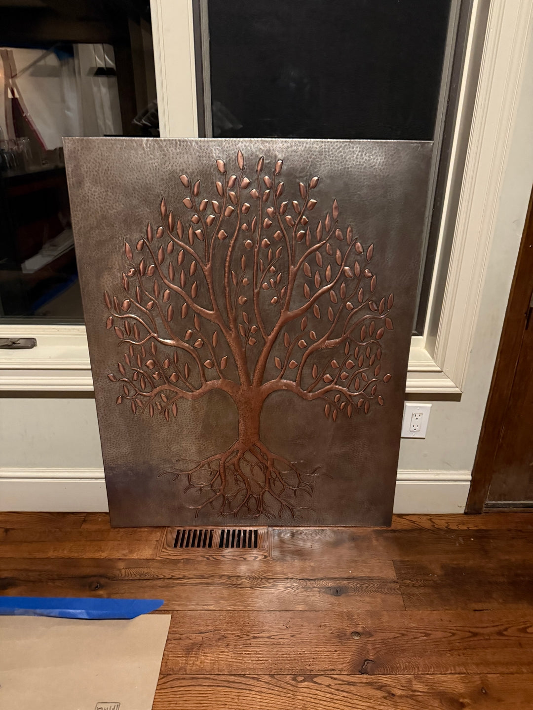 Tree With Roots Copper Backsplash — Silver–Copper