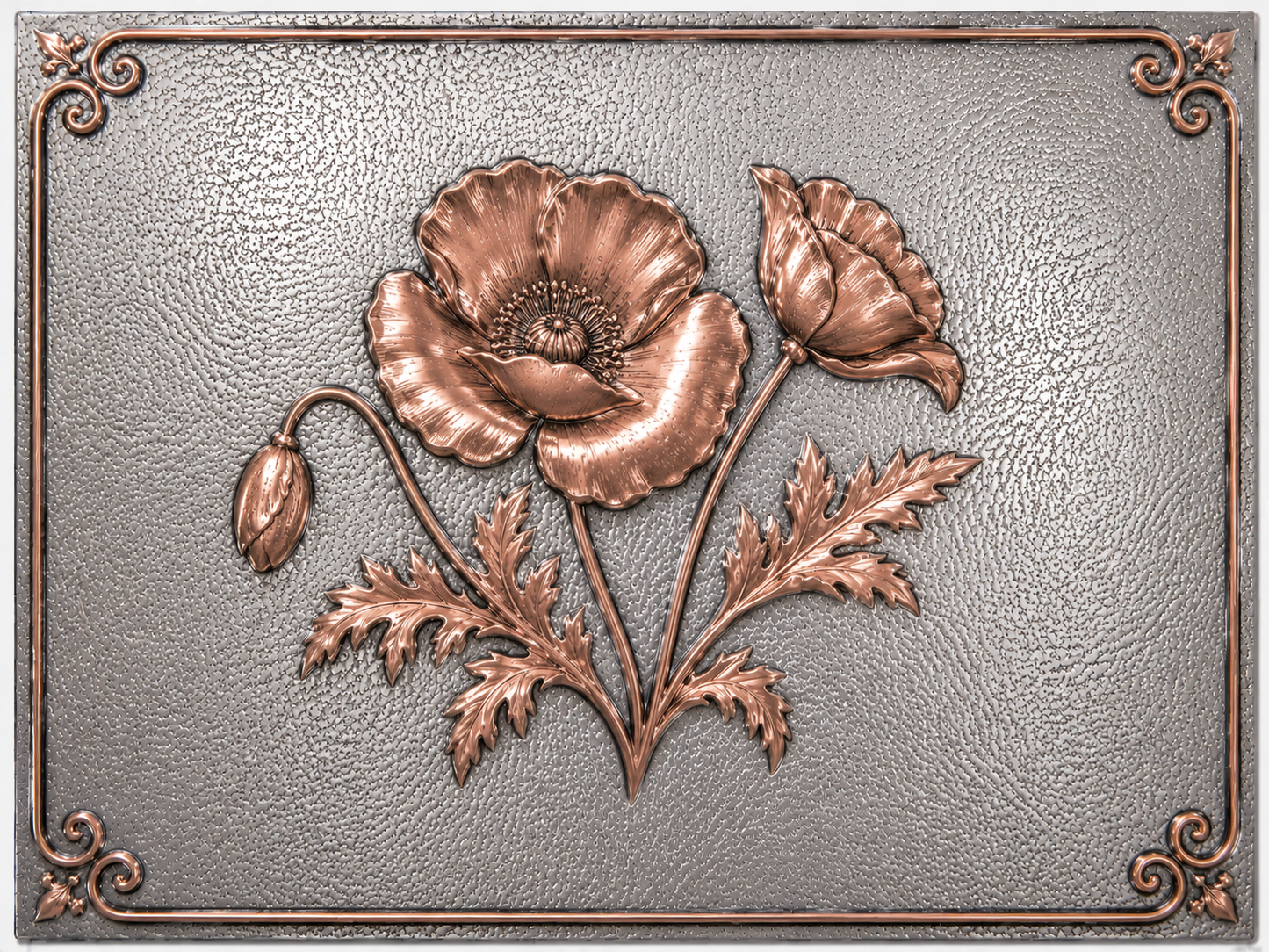 Poppy Flower Copper Panel
