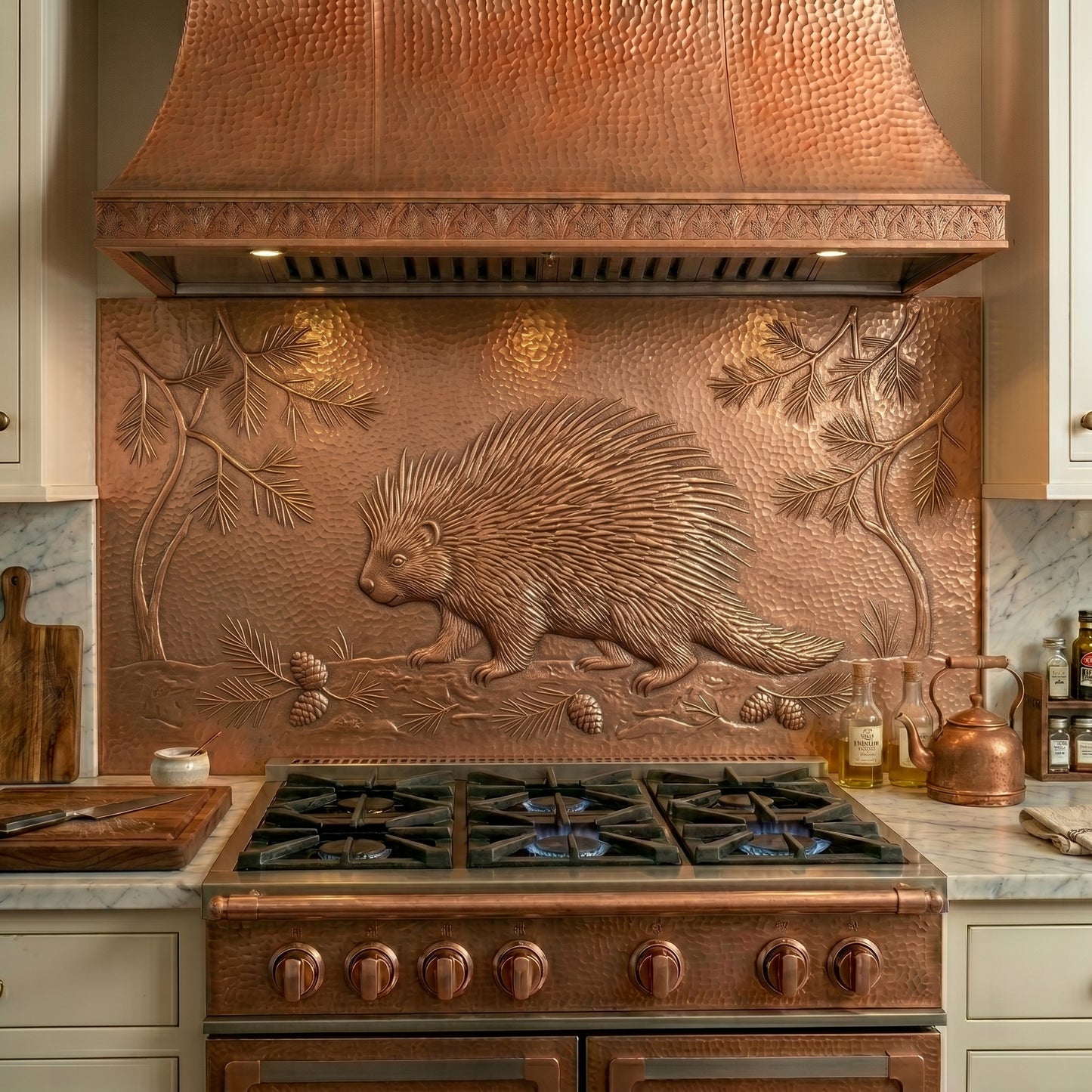 Porcupine Copper Kitchen Backsplash