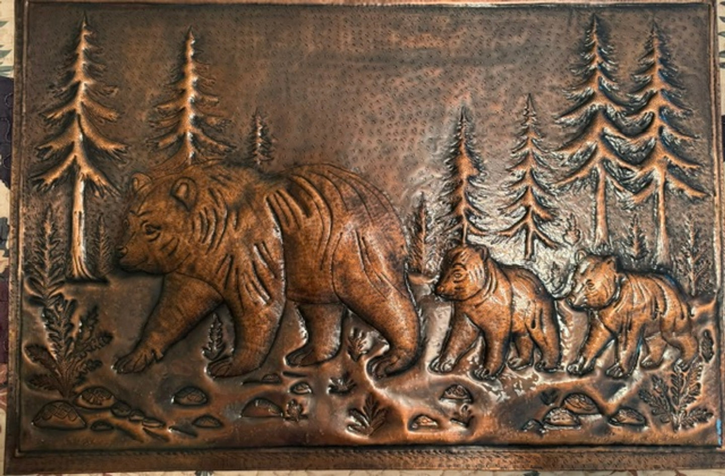 Personalized Bear Family Copper Stove Backsplash