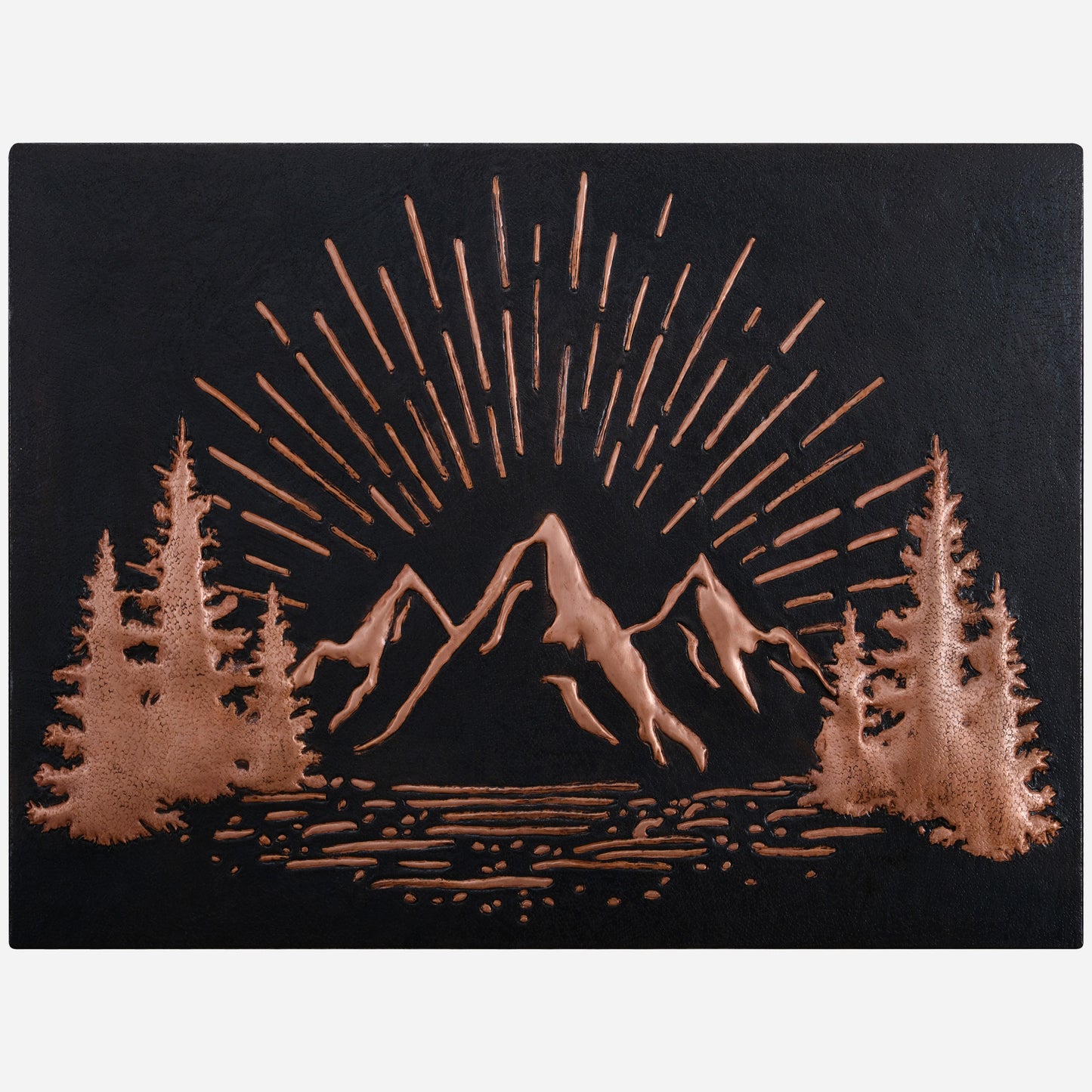 Rising Sun Behind Mountains Kitchen Backsplash Tile - 30"x40" Black