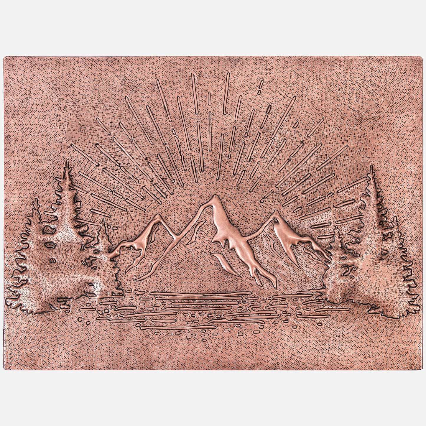 Rising Sun Behind Mountains Kitchen Backsplash Tile - 30"x40" Copper