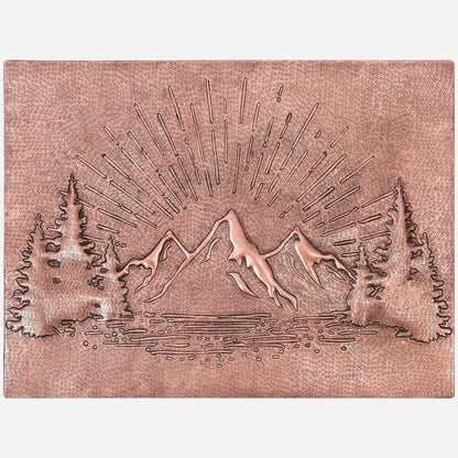 Rising Sun Behind Mountains Kitchen Backsplash Tile - 30"x40" Copper - Natuross