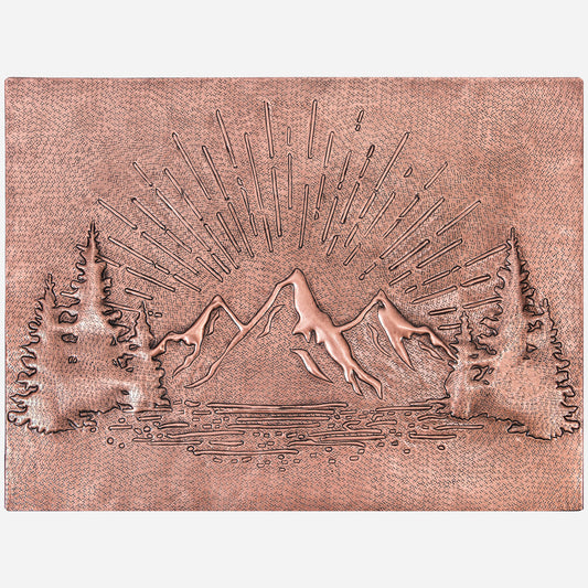 Rising Sun Behind Mountains Kitchen Backsplash Tile - 30"x40" Copper