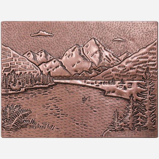 Rocky Mountains Scene Kitchen Backsplash Tile - 24"x36" Copper