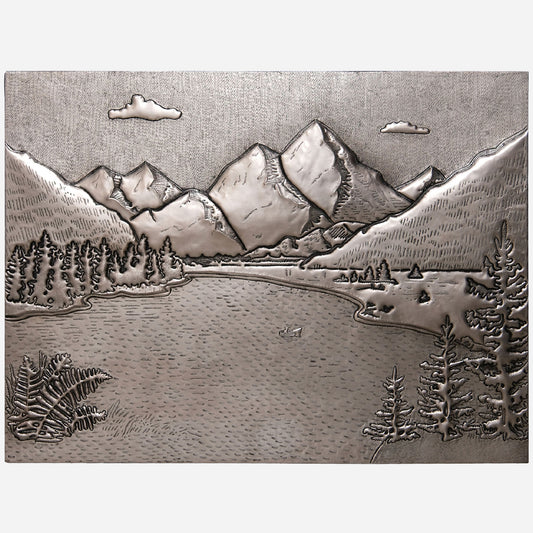 Rocky Mountains Scene Kitchen Backsplash Tile - 24"x36" Gray