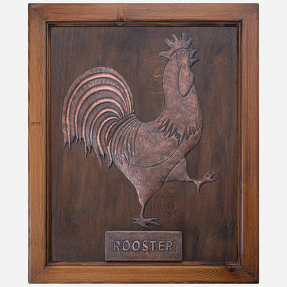 Copper Rooster Framed Wall Art 23.5x19.3" - Natuross