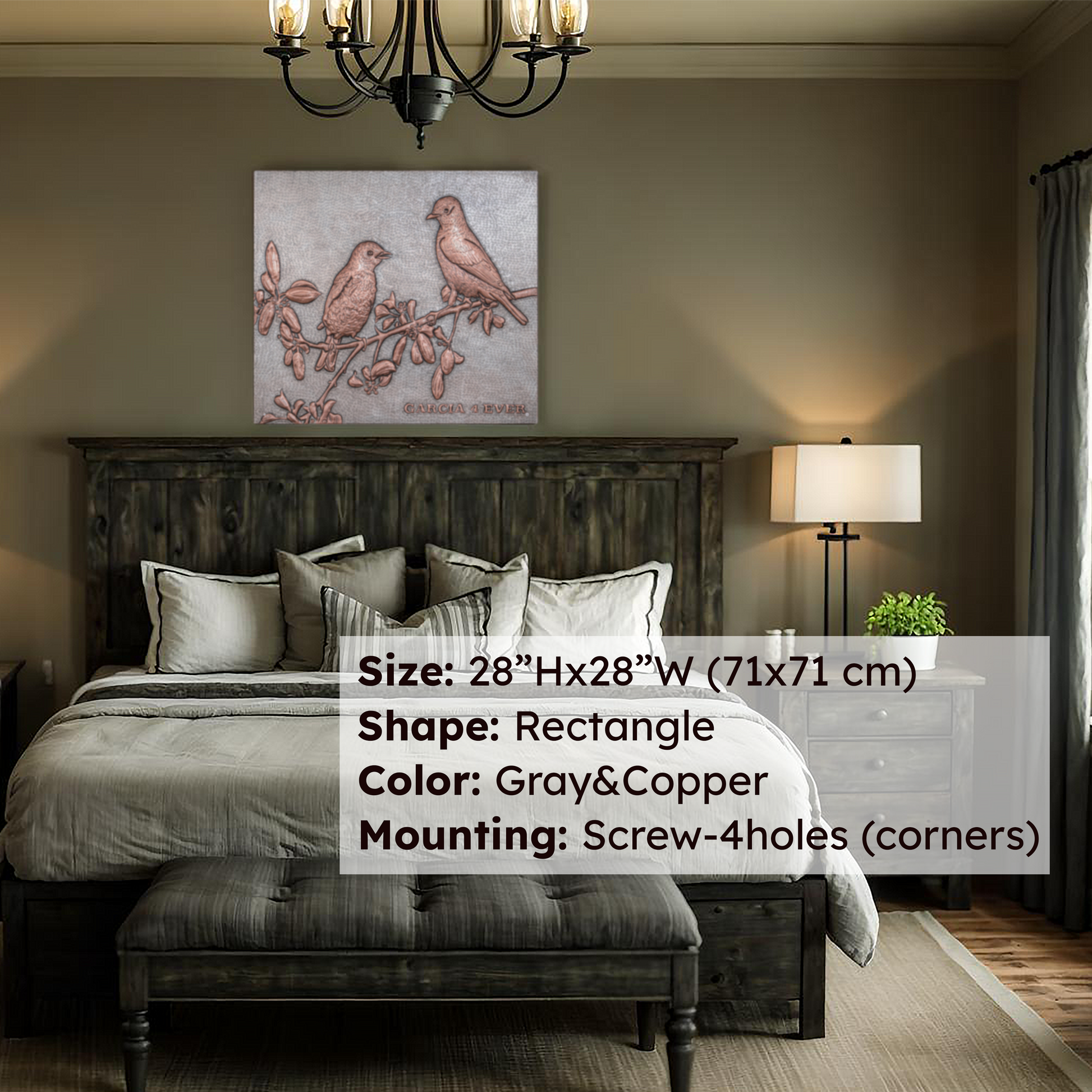 Copper Love Quote Sign (Birds on Branch) - Natuross