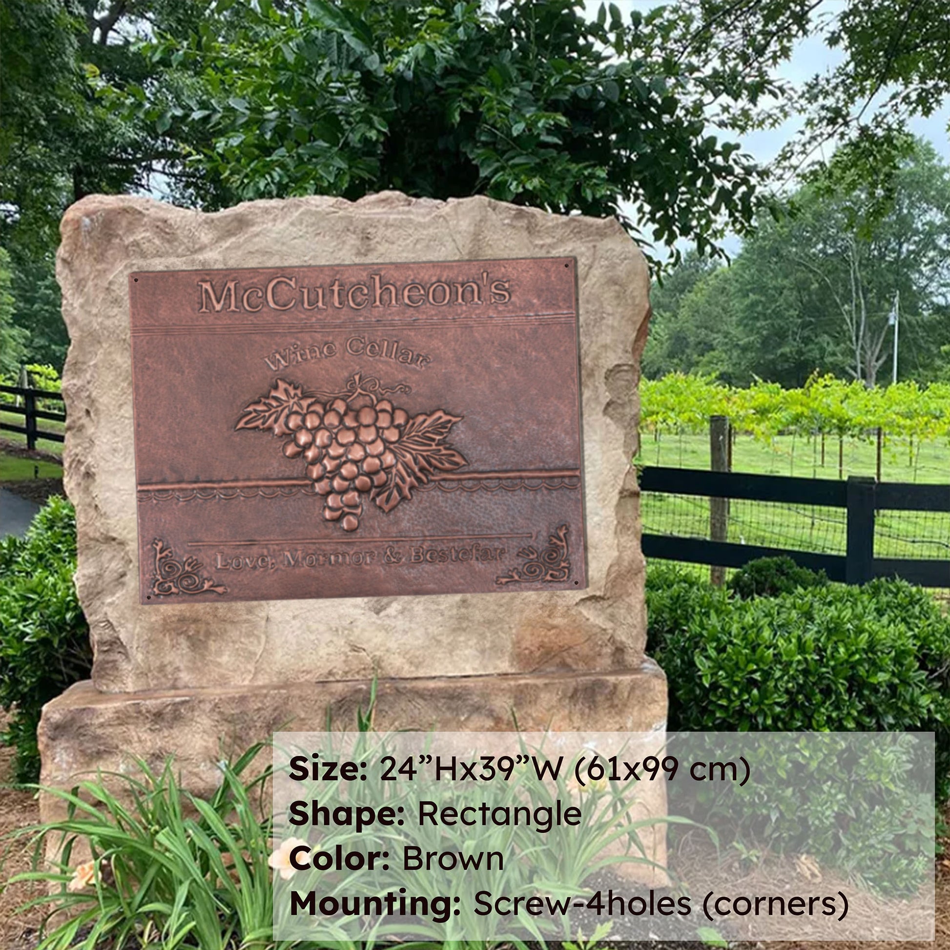 Copper Wine Cellar Sign (Grape and Vines) - Natuross