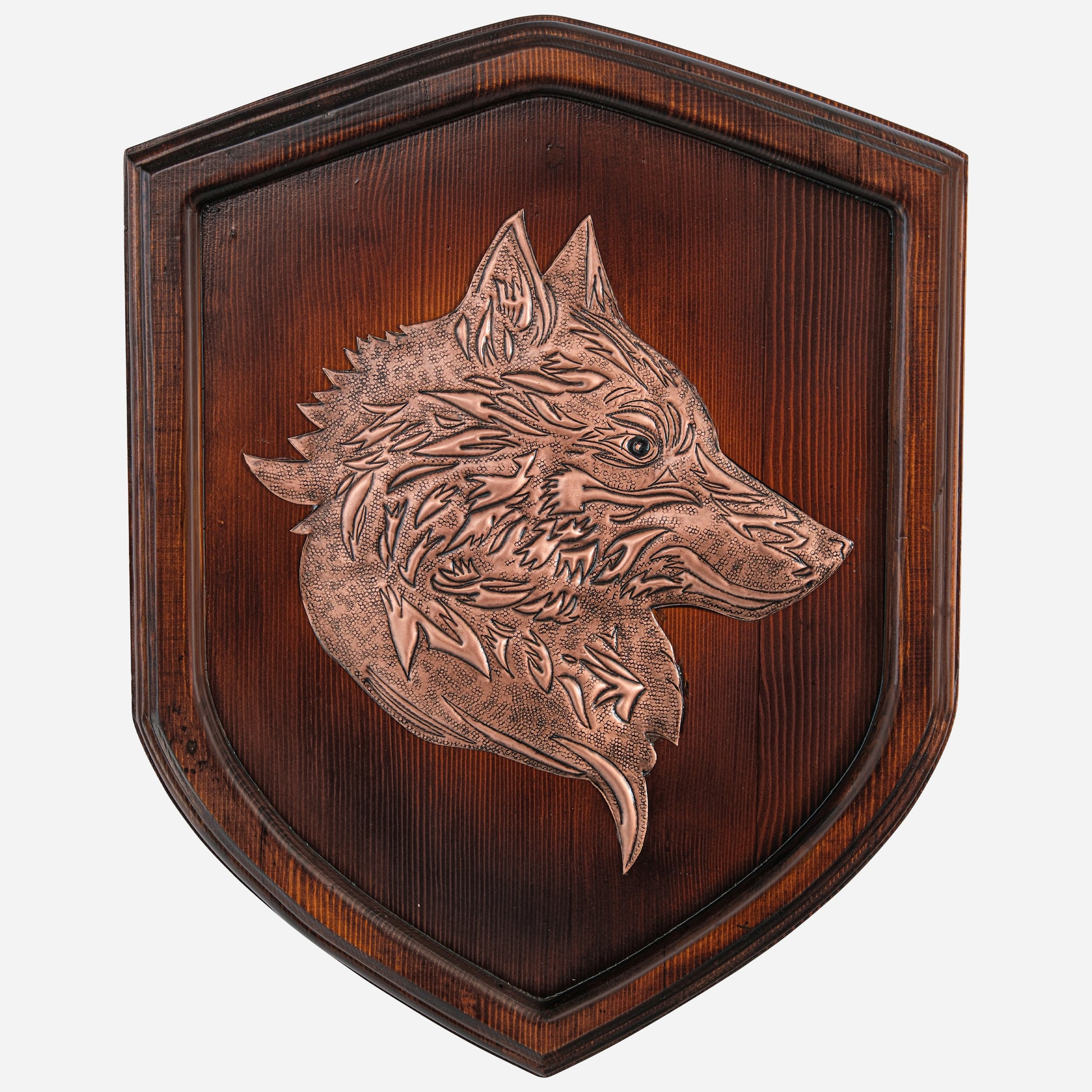 Copper Wolf on Wood Plaque - Natuross