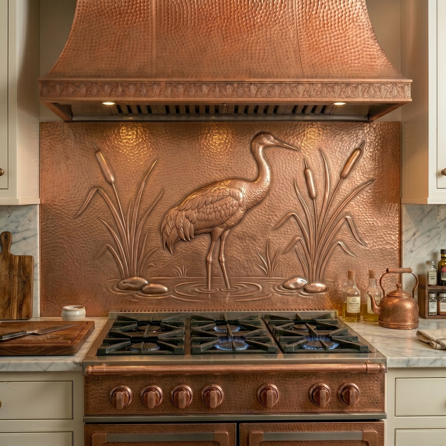 Sandhill Crane Copper Kitchen Backsplash