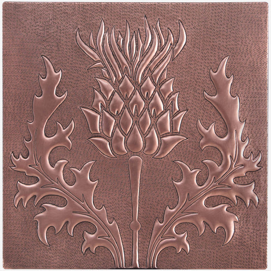 Scottish Thistle Kitchen Backsplash Tile - 16"x16" Copper