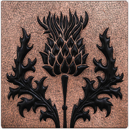 Scottish Thistle Kitchen Backsplash Tile - 16"x16" Copper&Black - Natuross