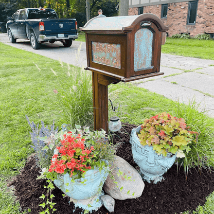 Copper Mailbox Green Patina with Post (Optional) - Natuross