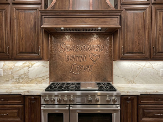Seasoned with Love Heart Copper Kitchen Backsplash