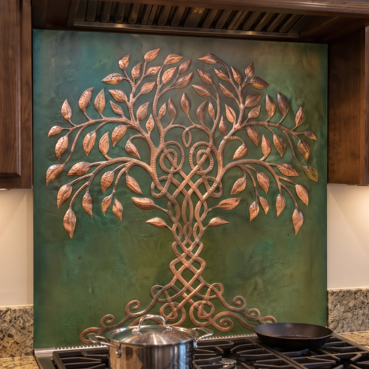 Celtic Tree of Life Copper Backsplash — Green Copper