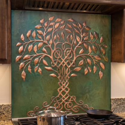 Celtic Tree of Life Copper Backsplash — Green Copper
