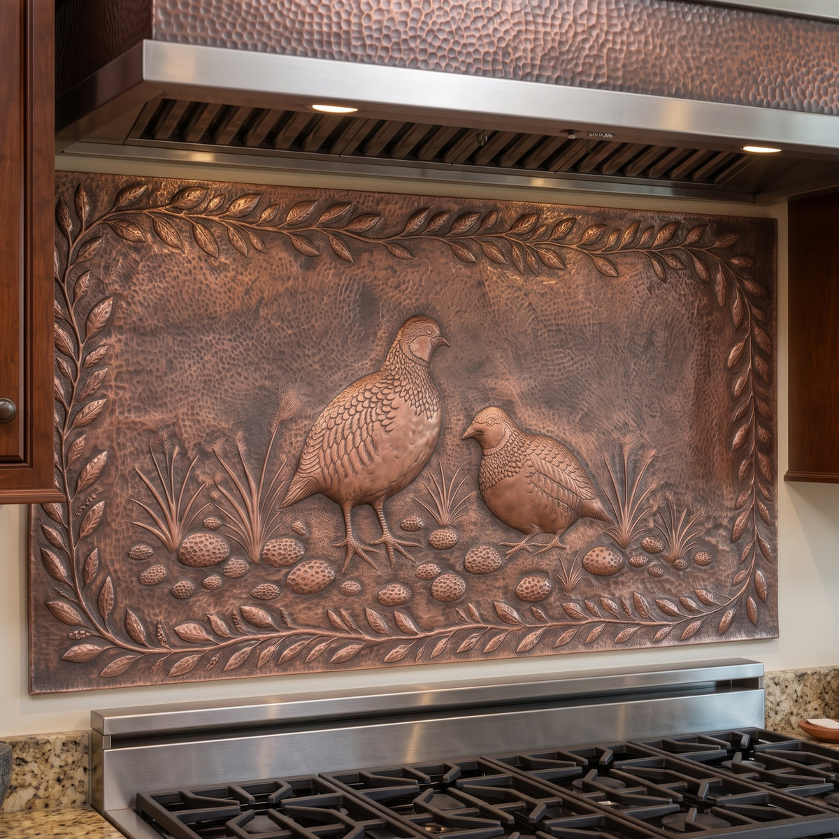 Two Quail Copper Kitchen Backsplash