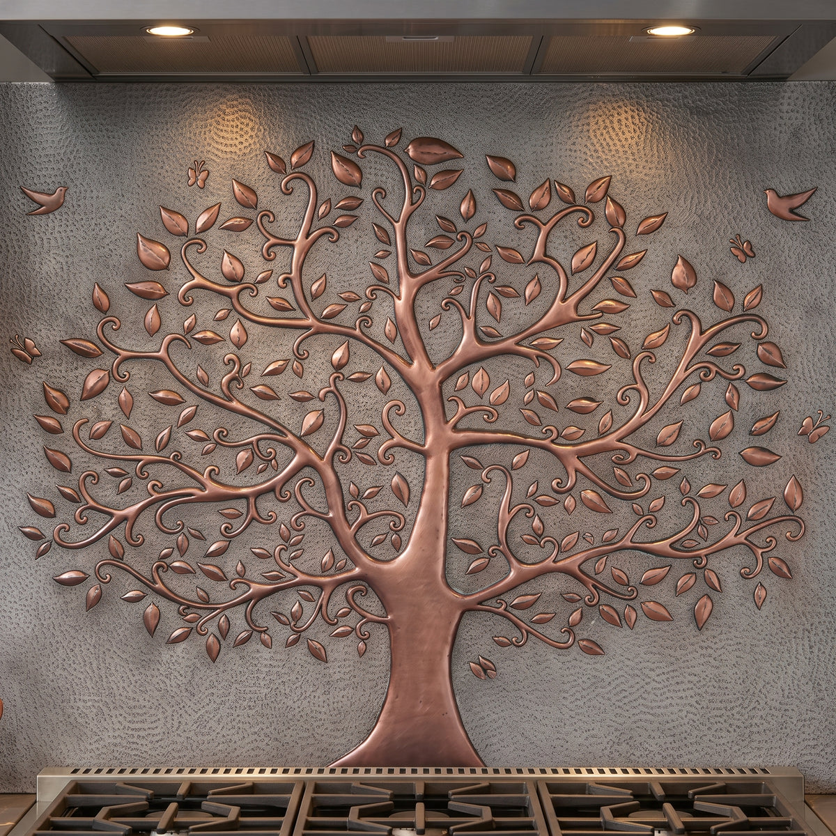 Tree of Life with Birds Copper Kitchen Backsplash