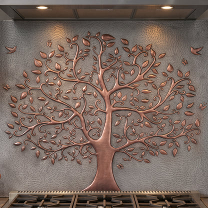 Tree of Life with Birds Copper Kitchen Backsplash