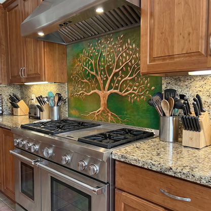 Tree with Roots Copper Backsplash — Green Copper