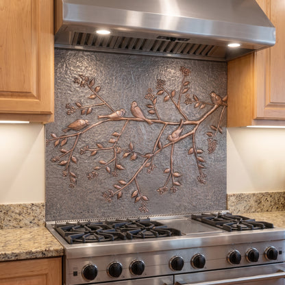 Garden Branch & Birds Copper Backsplash