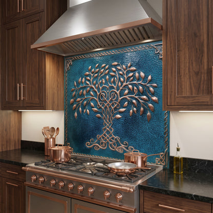 Tree of Life Copper Backsplash — Blue Copper