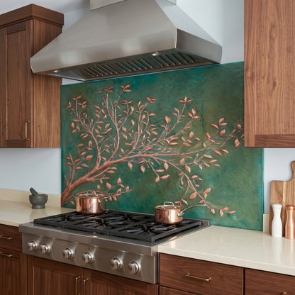 Green Copper Tree Branches Backsplash