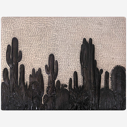 Cactuses Kitchen Backsplash Tile - 18"x24" Gray&Black - Natuross