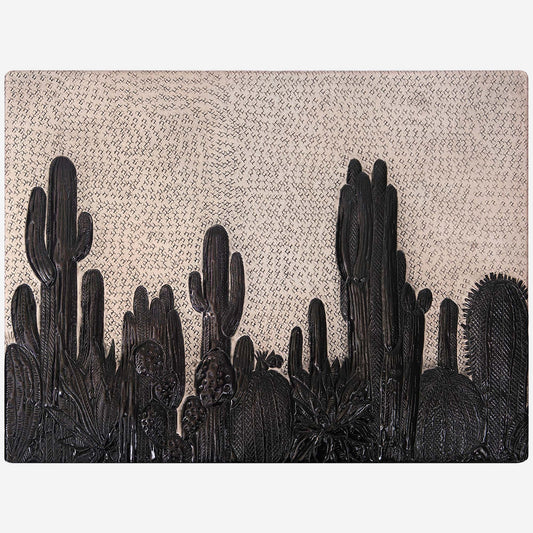 Cactuses Kitchen Backsplash Tile - 18"x24" Gray&Black