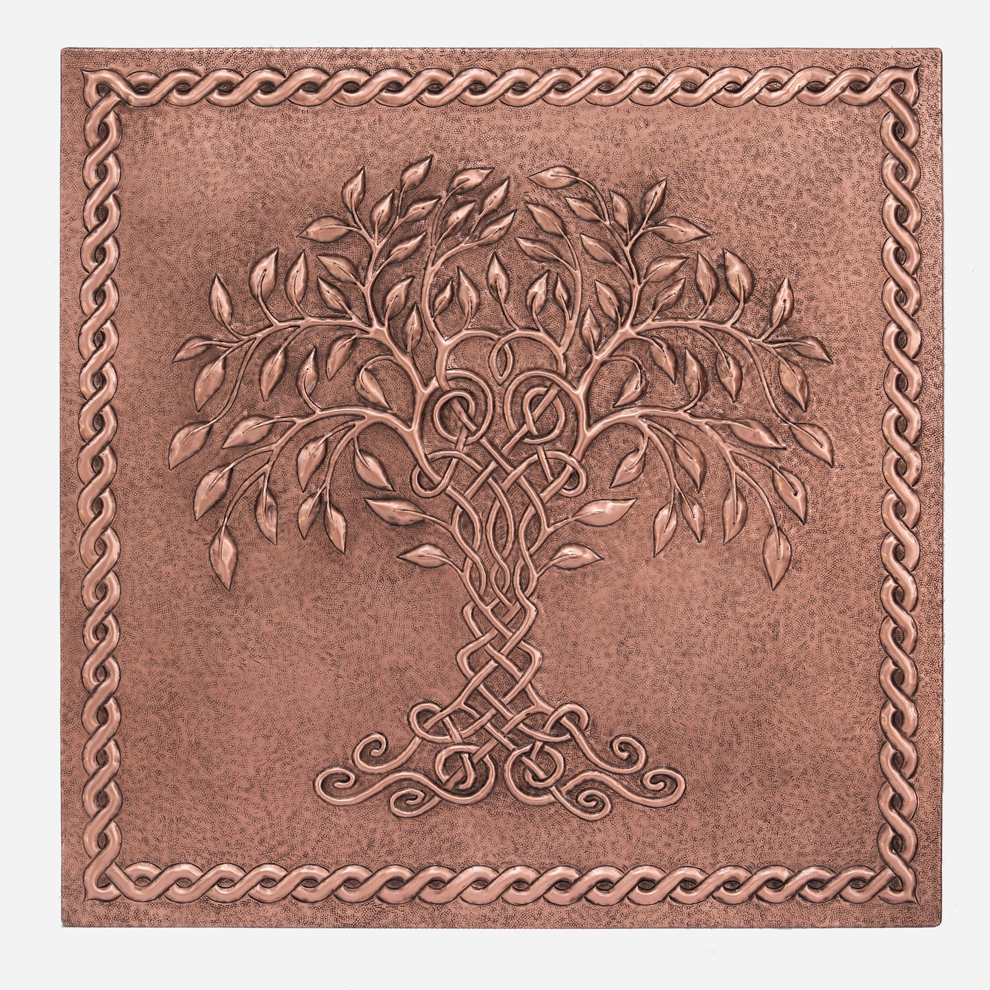 Copper Tree of Life with Knot Handmade Art Tile 23.7"x23.7" - Natuross