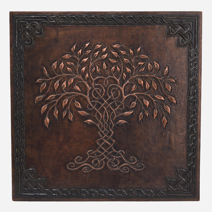 Copper Tree of Life with Celtic Border Art Tile 28.2"x29.9" Brown - Natuross