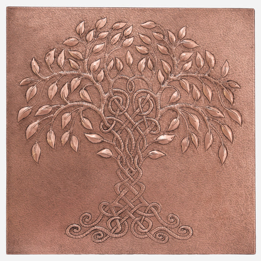 Copper Celtic Tree of Life Handmade Art Tile 23.7"x23.7"