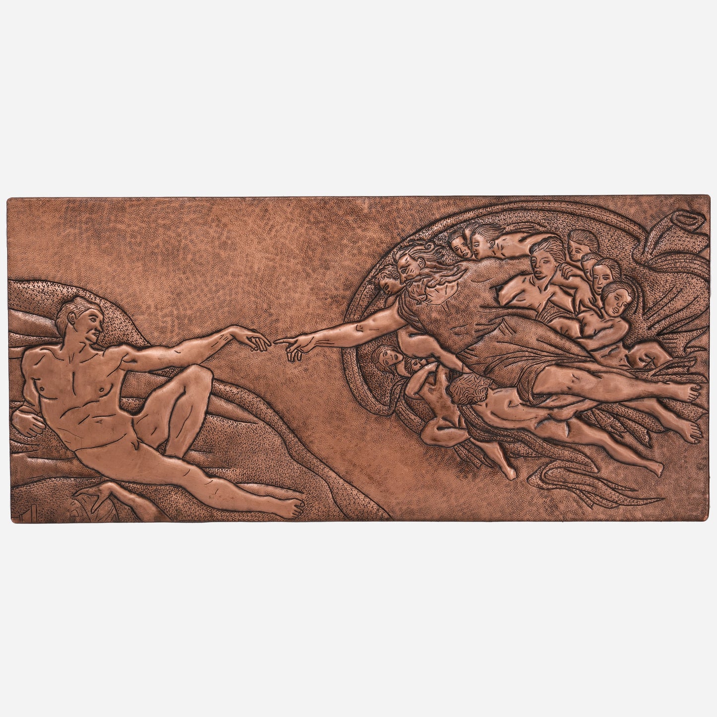 Copper "The Creation of Adam" by Michelangelo Reproduction Wall Art 11.9"x25.5"