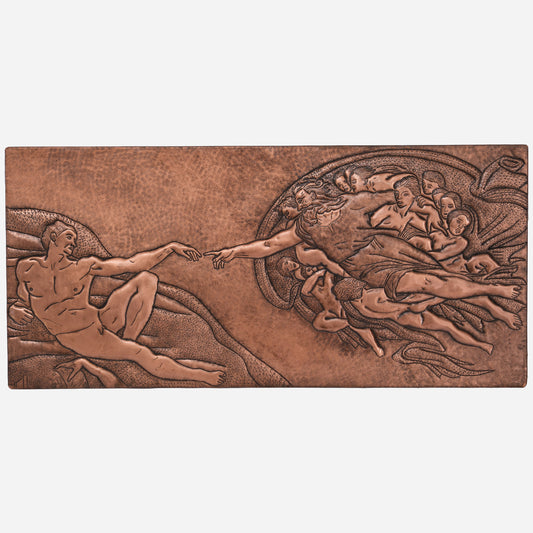 Copper "The Creation of Adam" by Michelangelo Reproduction Wall Art 11.9"x25.5"