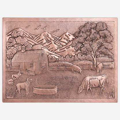 Copper Farmhouse Scene Handmade Art Tile 22.1"x30" - Natuross