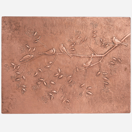 Copper Birds on Tree Branches Kitchen Backsplash 17.7"x23.7"