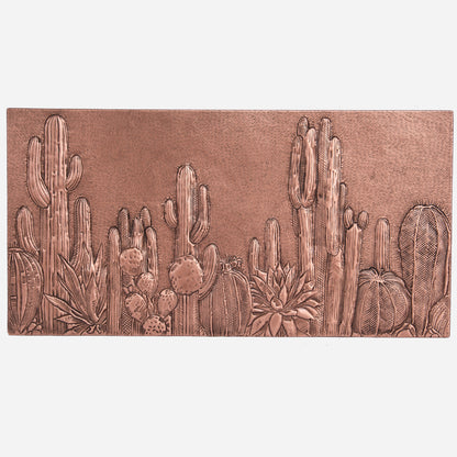 Copper Cacti Scene Handmade Art Tile 15.3"x30" - Natuross