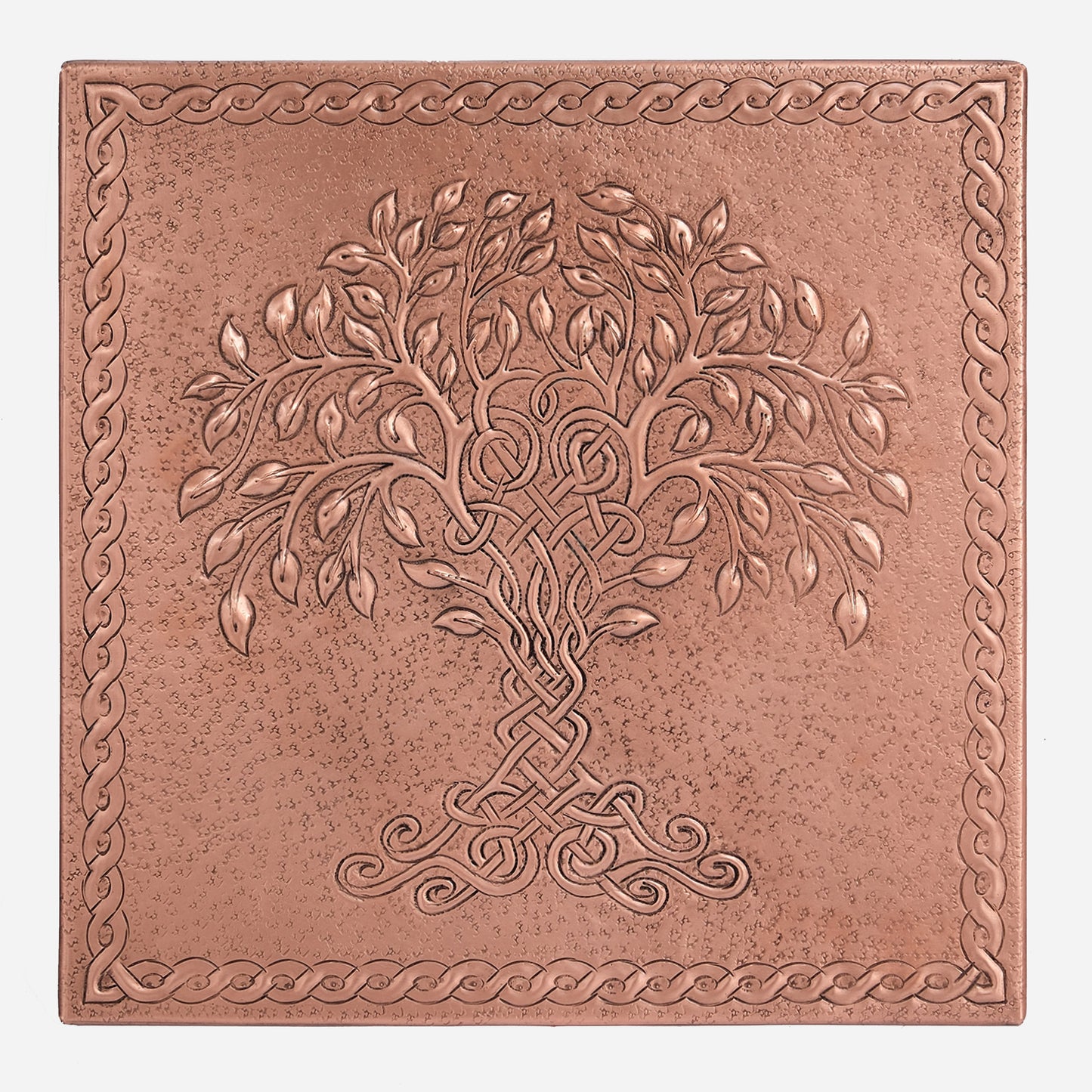 Copper Tree of Life with Celtic Knot Kitchen Art Tile 11.9"x11.9"