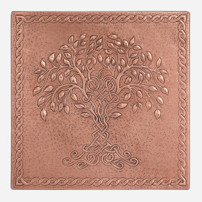 Copper Tree of Life with Celtic Knot Kitchen Art Tile 11.9"x11.9" - Natuross