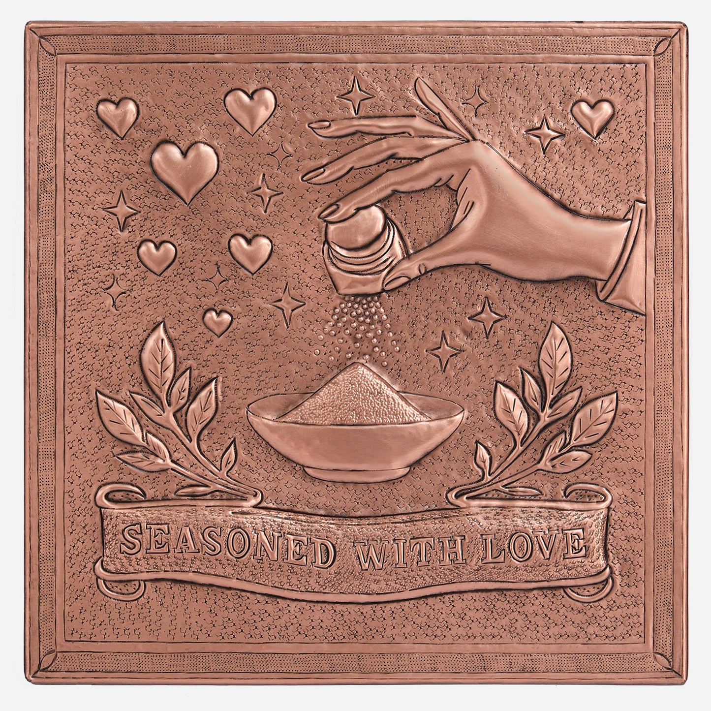 Copper "Seasoned with Love" Kitchen Wall Art 11.8"x11.8"