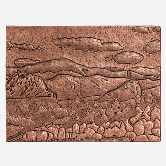 Copper Mountain Scene Handmade Art Tile 11.8"x15.7"